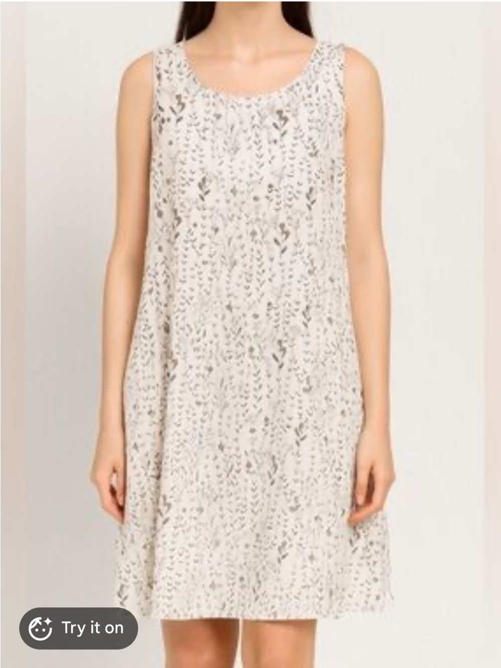 Rachel Zoe Beige Printed Sleeveless Linen Shift Dress